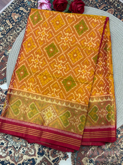 Mustard Yellow Patola in Pure Silk