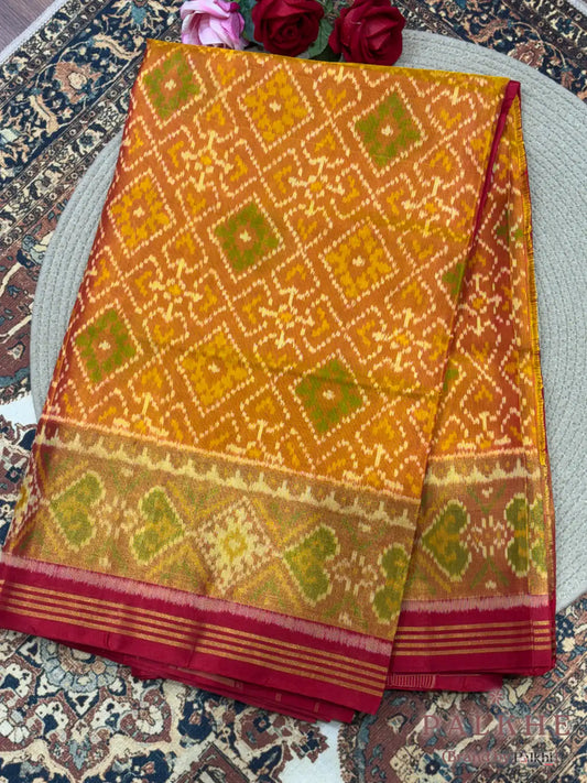 Mustured Yellow Patola in Pure Silk