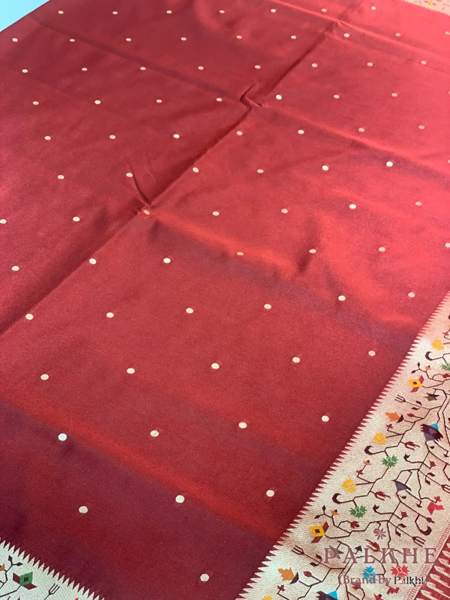 Maroon Paithani Polka Dots in Pure Silk