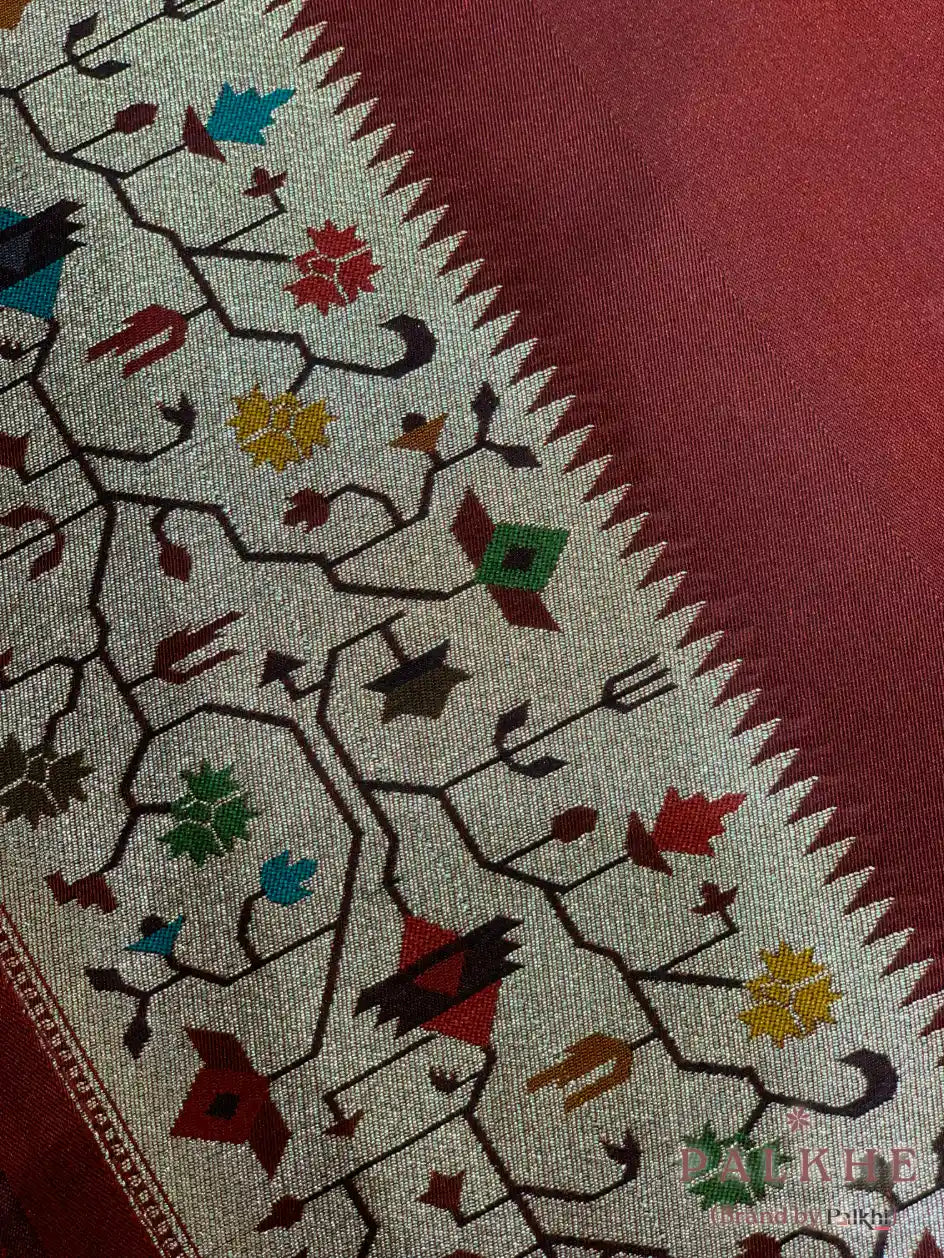Maroon Paithani Polka Dots in Pure Silk