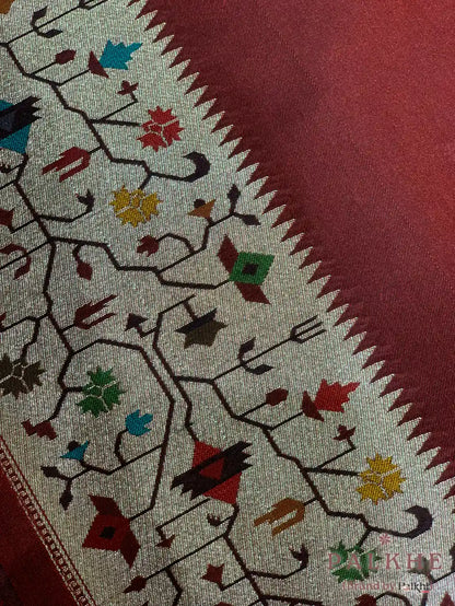 Maroon Paithani Polka Dots in Pure Silk