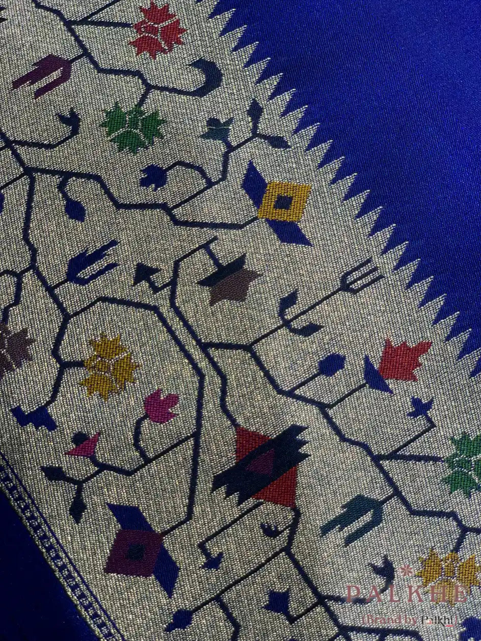 Royal Blue Paithani Polka Dots in Pure Silk