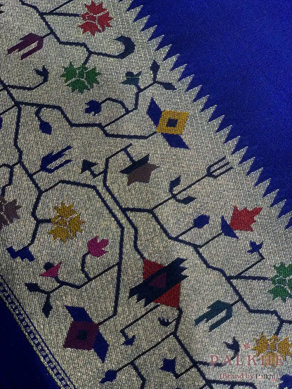 Royal Blue Paithani Polka Dots in Pure Silk