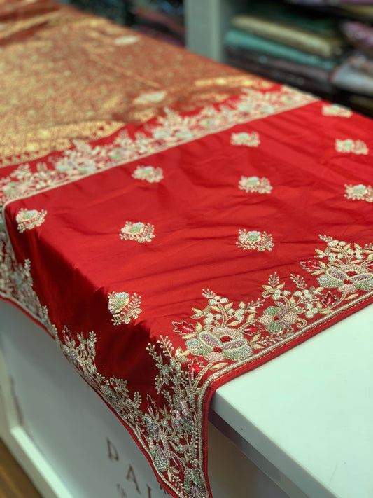BANARASI SOFT KATAN X BORDER PEARL WORK