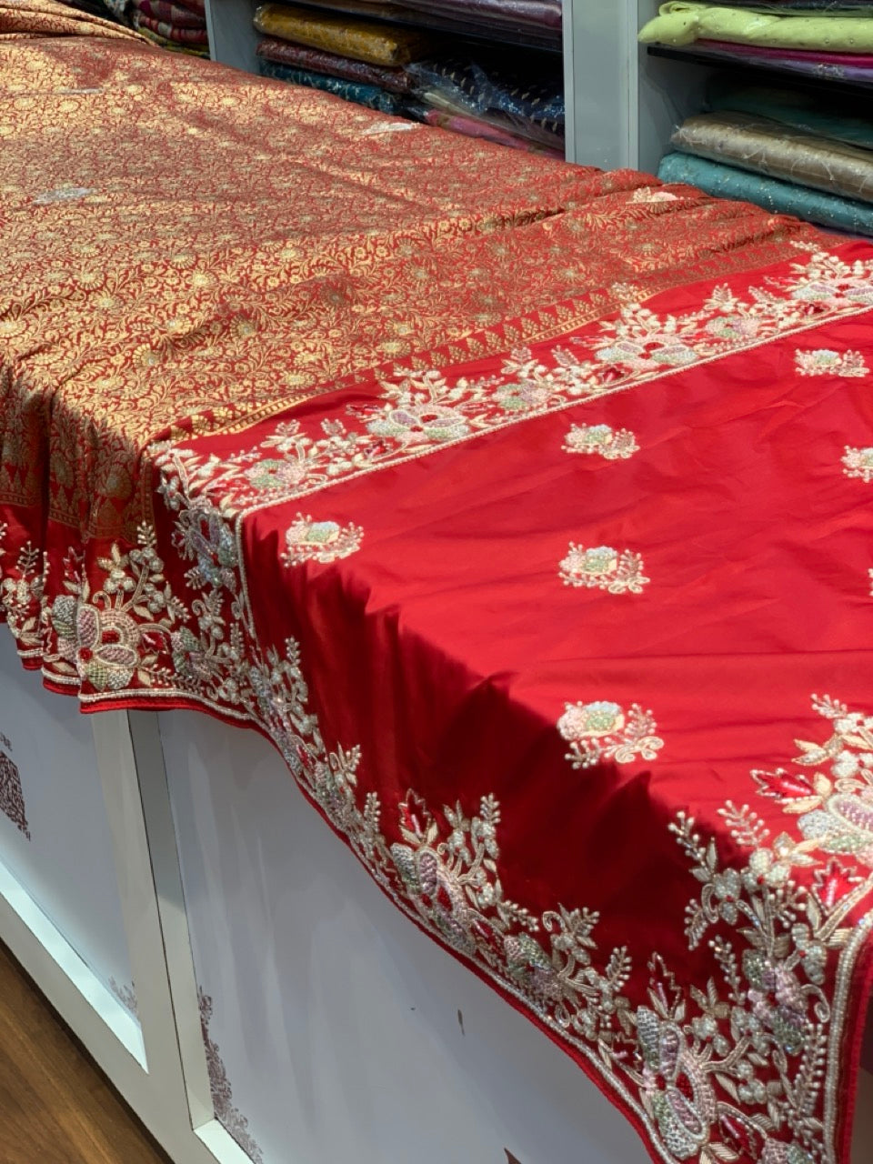 BANARASI SOFT KATAN X BORDER PEARL WORK