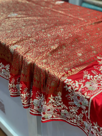 BANARASI SOFT KATAN X BORDER PEARL WORK