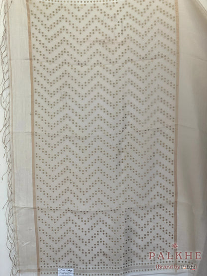 Off-White Chanderi in Tissue Kora