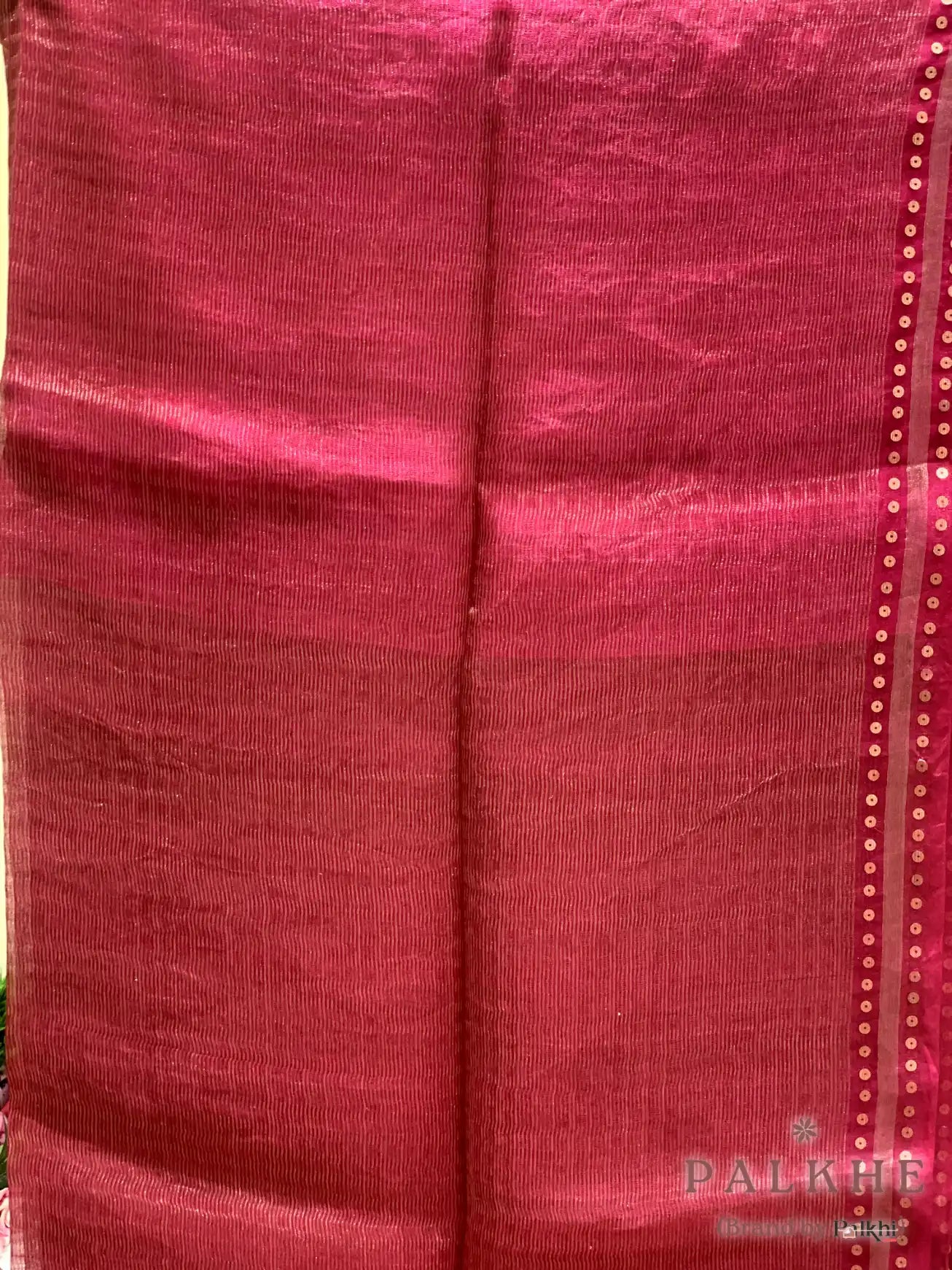 Crimson Red Chanderi in Tissue Kora