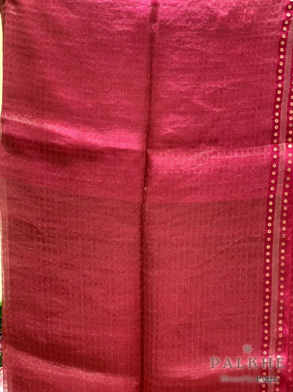 Crimson Red Chanderi in Tissue Kora