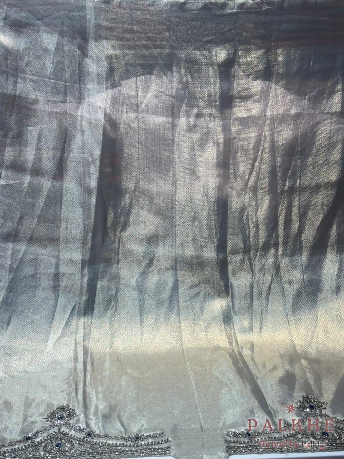 Silver Tissue Silk Brocade Banarasi x Hand Embroidery