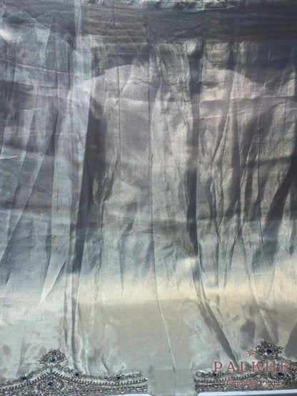 Silver Tissue Silk Brocade kanjivaram x Hand Embroidery