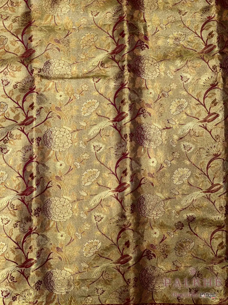 Mustard and Pink Kanjivaram Floral Jaal in Silk