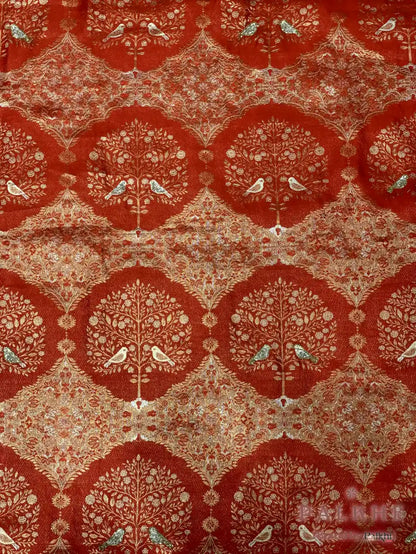Rust Pure Silk Kanjivaram x Hanad Embroidery