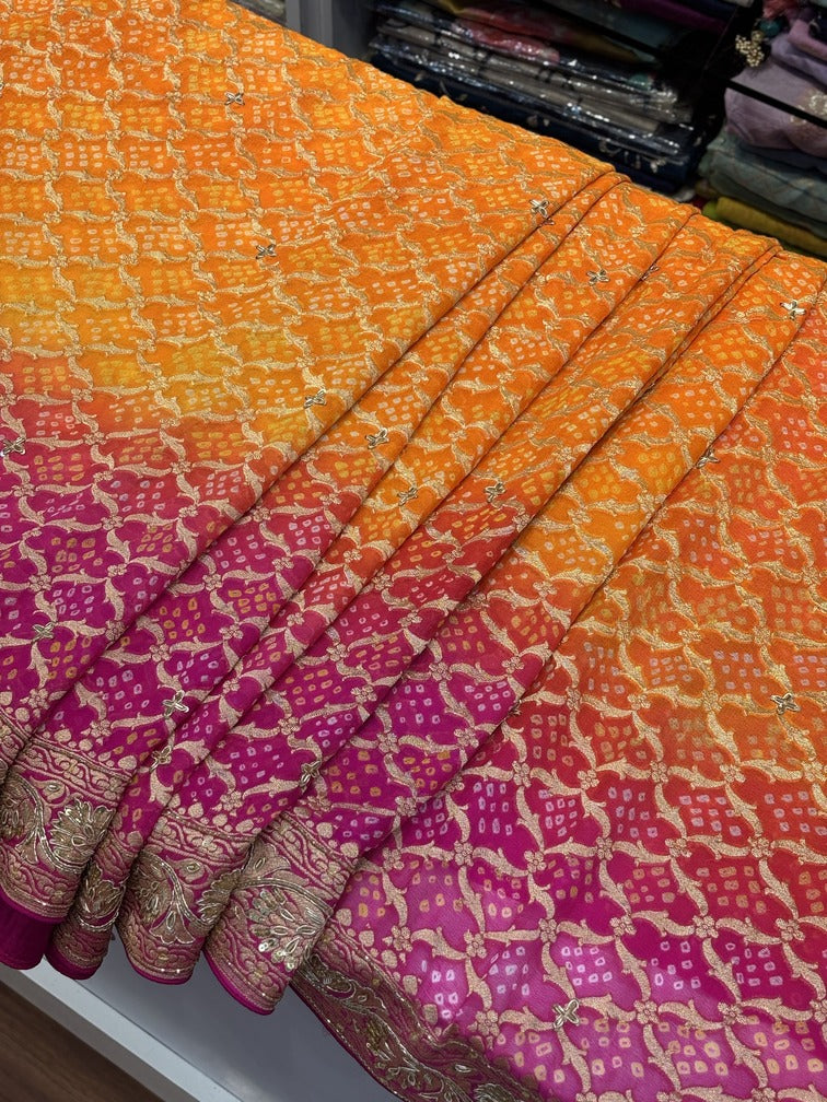 Georgette Shaded Bandhani Embroidery (BC08)