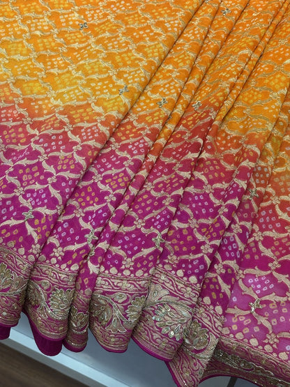 Georgette Shaded Bandhani Embroidery (BC08)