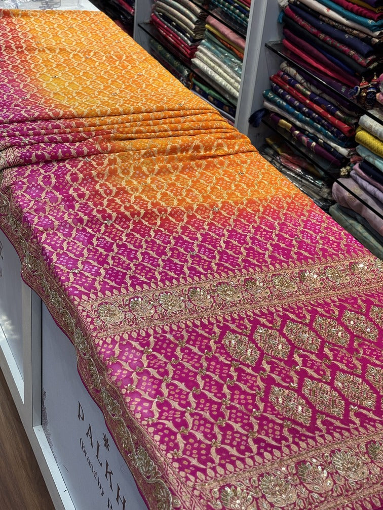 Georgette Shaded Bandhani Embroidery (BC08)
