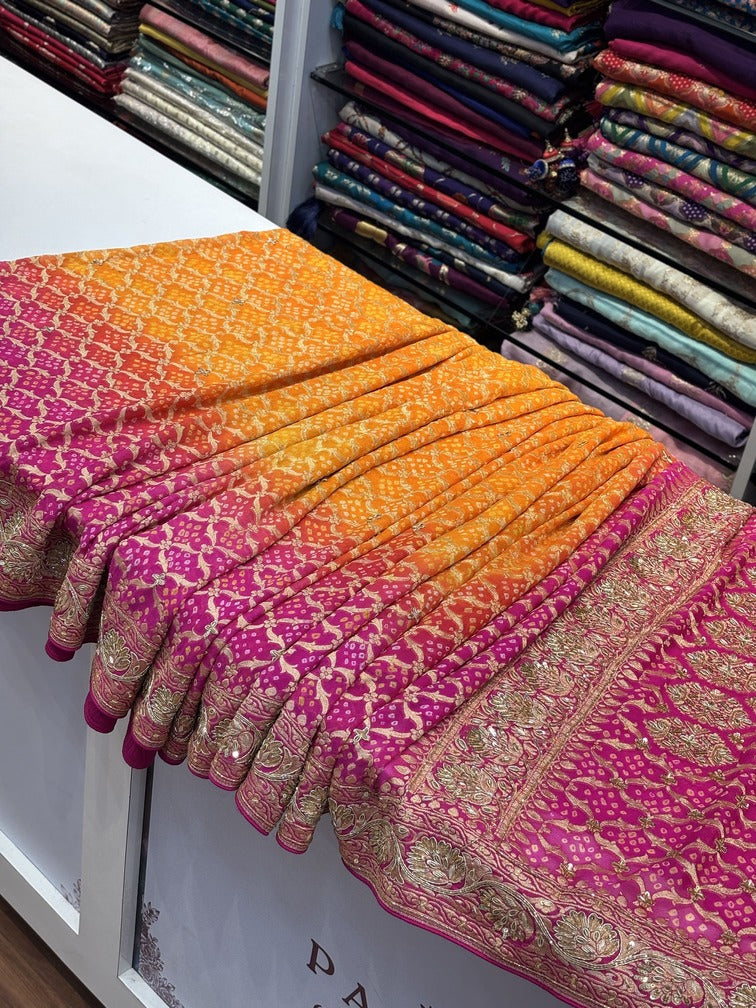 Georgette Shaded Bandhani Embroidery (BC08)
