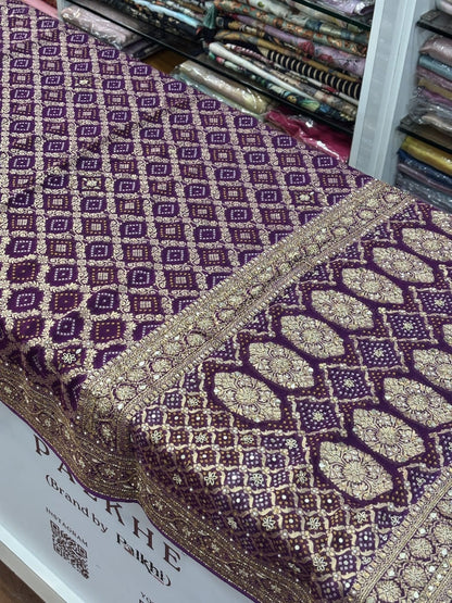 Georgette Weaving Bandhani Embroidery (AT70)