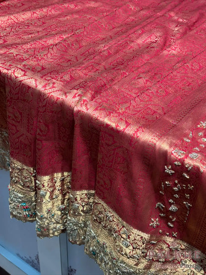 Red Pure Silk Kanjivaram x Hand Embroidery