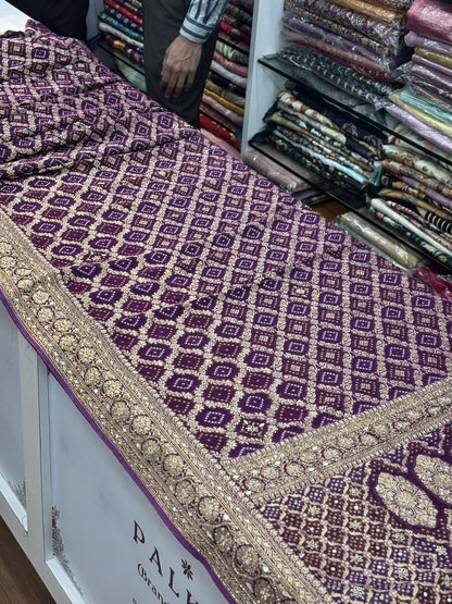 Georgette Weaving Bandhani Embroidery (AT70)