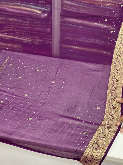 Georgette Weaving Bandhani Embroidery (AT70)