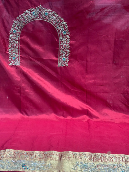 Red Pure Silk Kanjivaram x Hand Embroidery