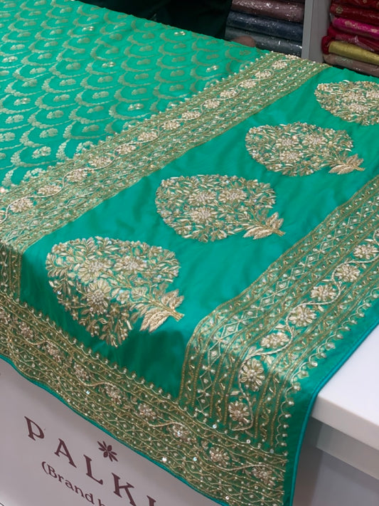 AQUA BLUE BANARASI WITH ZARDOZI WORK