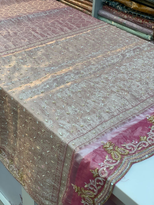BANARASI BROCADE KORA TISSUE X ZARDOZI (PINK)