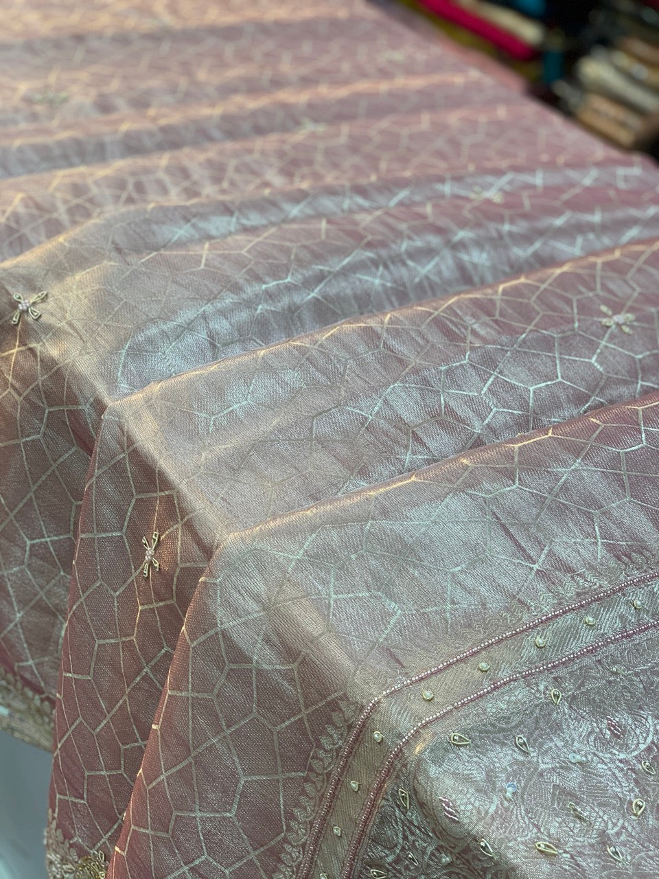 BANARASI BROCADE KORA TISSUE X ZARDOZI (PINK)