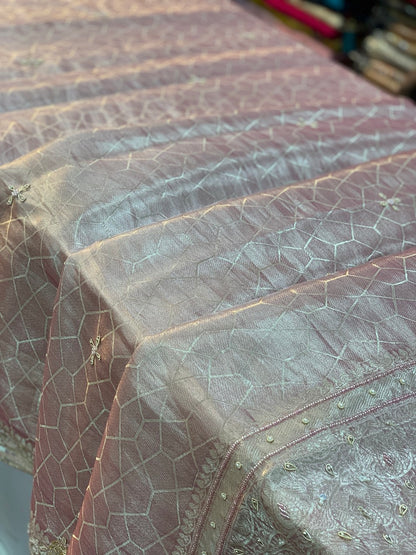 BANARASI BROCADE KORA TISSUE X ZARDOZI (PINK)