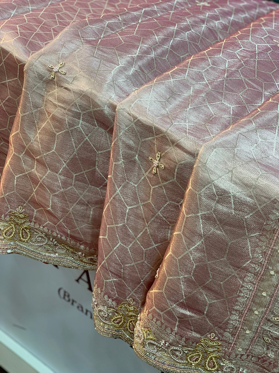 BANARASI BROCADE KORA TISSUE X ZARDOZI (PINK)