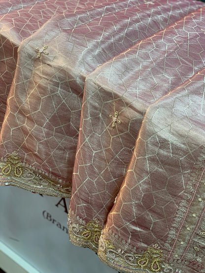 BANARASI BROCADE KORA TISSUE X ZARDOZI (PINK)