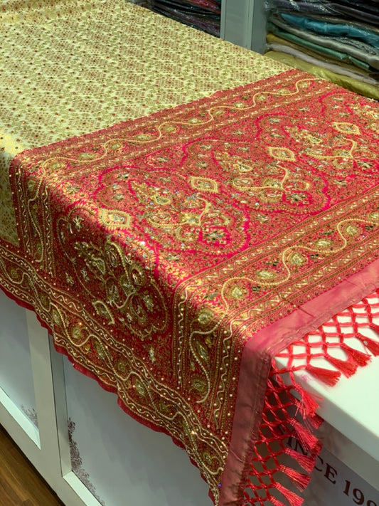 CREAM WITH RANI BORDER BANARASI X ZARDOZI