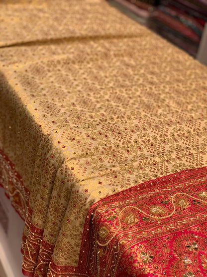 CREAM WITH RANI BORDER BANARASI X ZARDOZI
