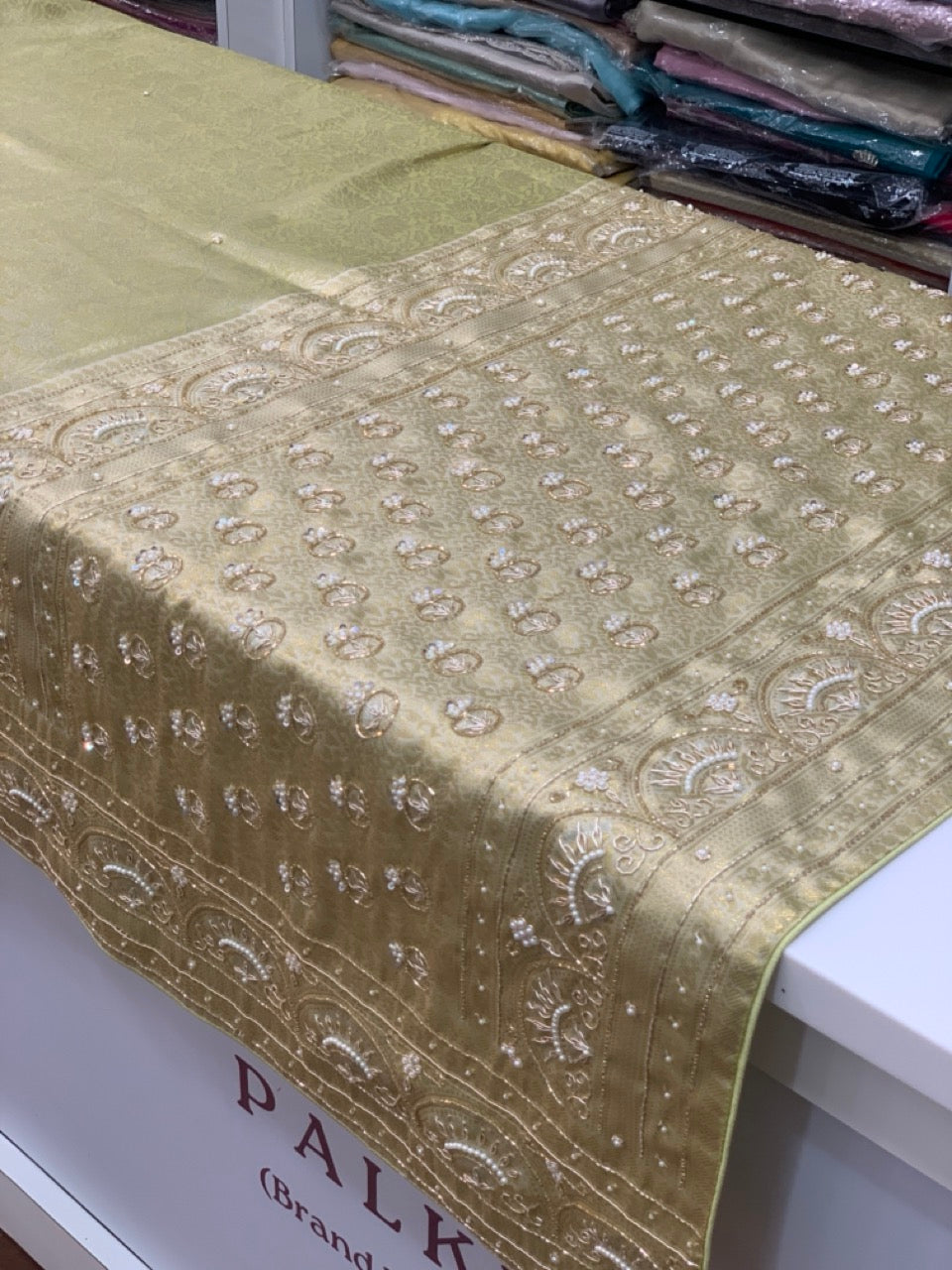 MINT GREEN KANJIVARAM WITH ZARDOSI WORK
