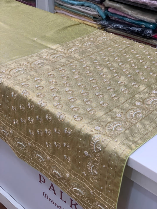 MINT GREEN KANJIVARAM WITH ZARDOSI WORK