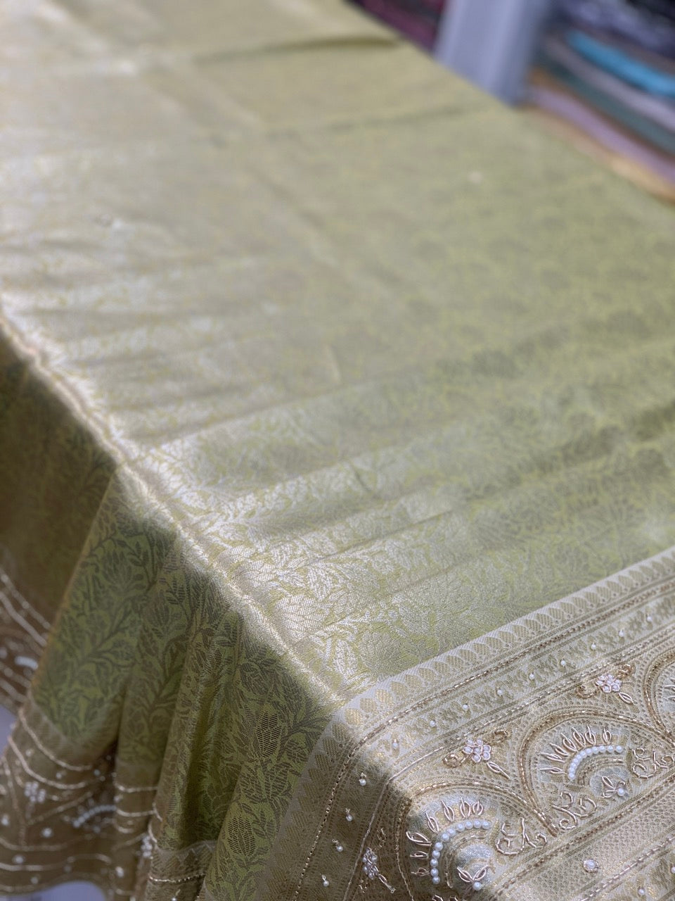 MINT GREEN KANJIVARAM WITH ZARDOSI WORK