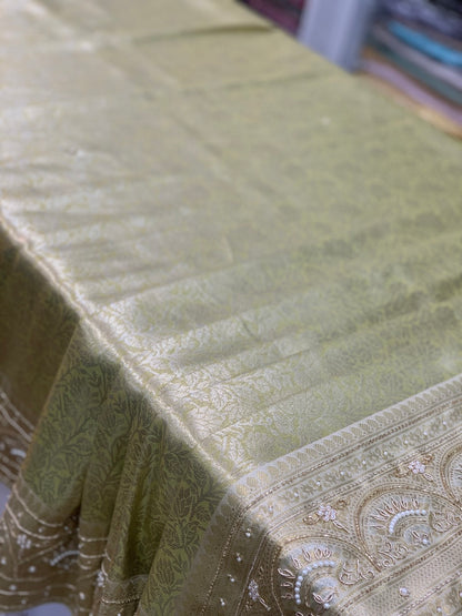MINT GREEN KANJIVARAM WITH ZARDOSI WORK