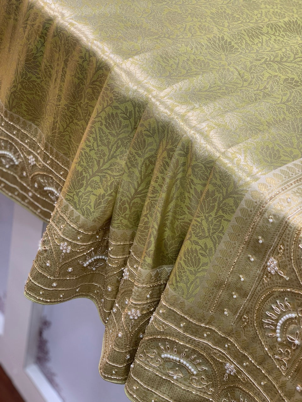 MINT GREEN KANJIVARAM WITH ZARDOSI WORK