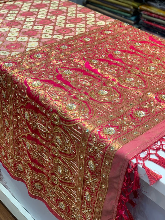 CREAM WITH RANI BORDER BANARASI X ZARDOZI (BROCADE)
