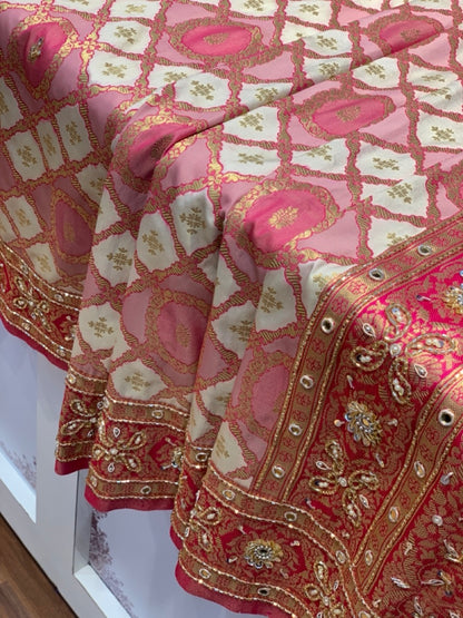 CREAM WITH RANI BORDER BANARASI X ZARDOZI (BROCADE)