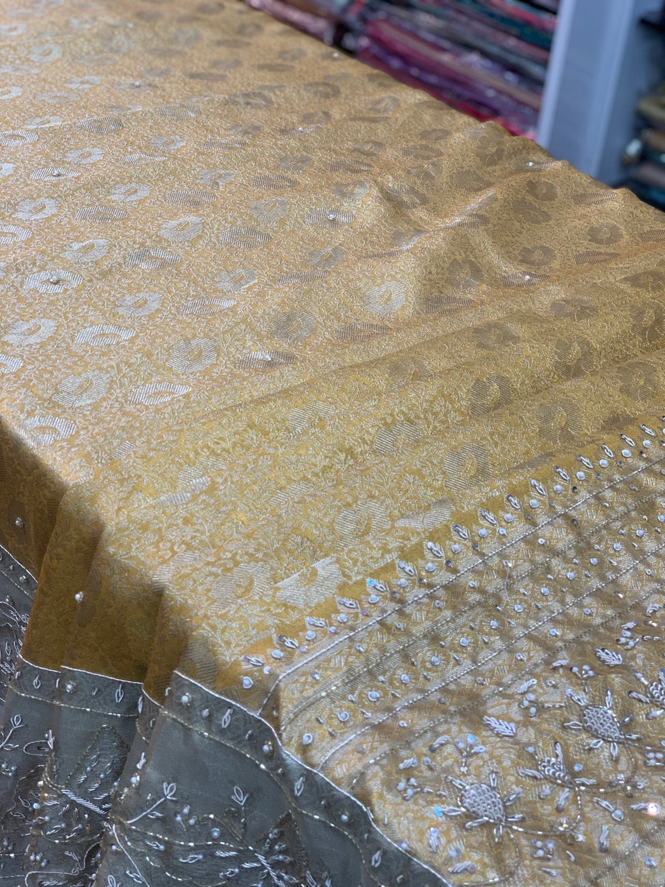GOLD PURE TISSUE KANJIVARAM WITH ZARDOZI
