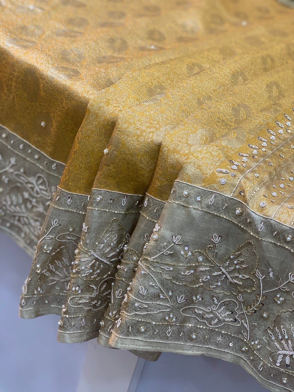 GOLD PURE TISSUE KANJIVARAM WITH ZARDOZI