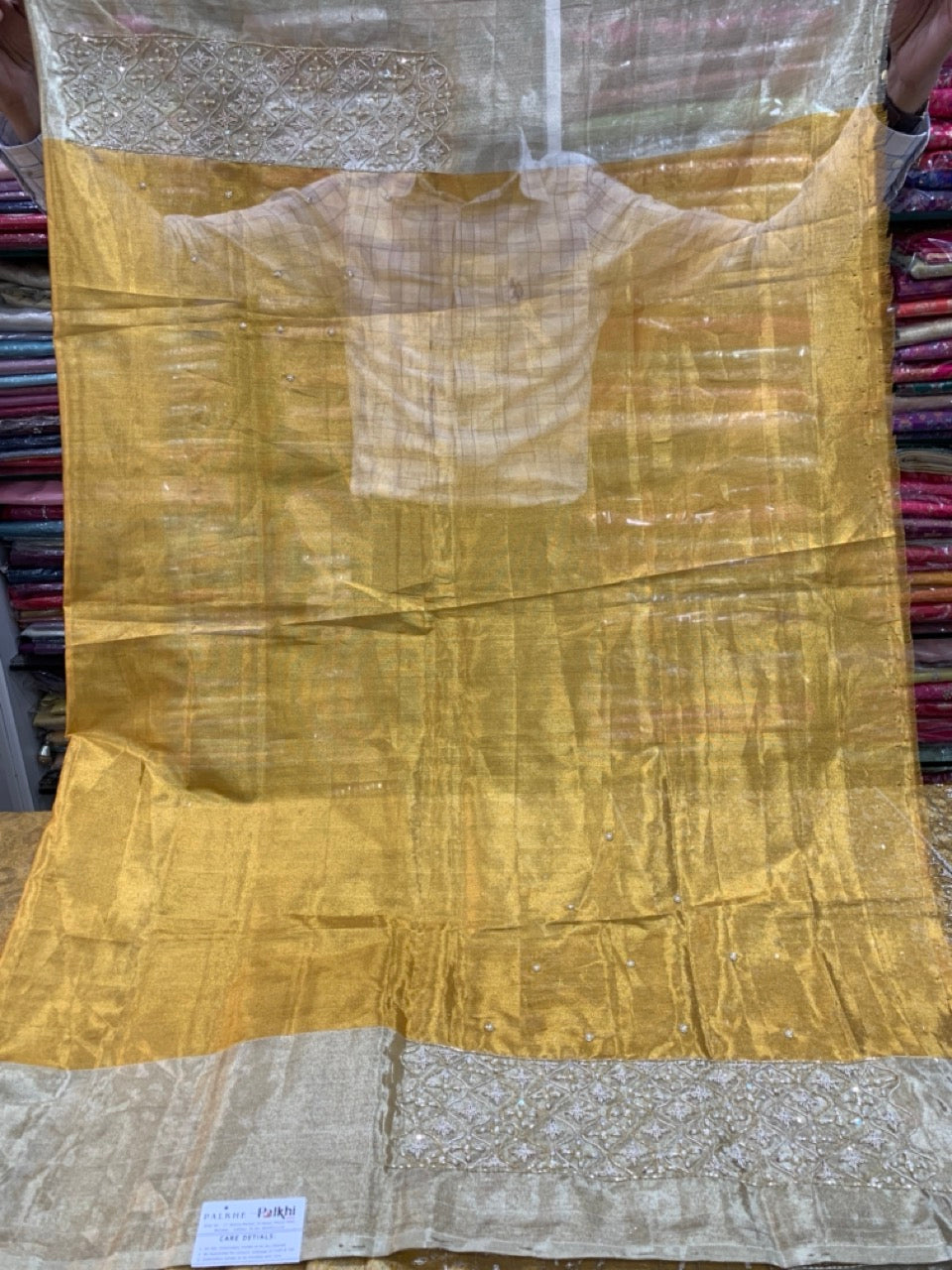 GOLD PURE TISSUE KANJIVARAM WITH ZARDOZI