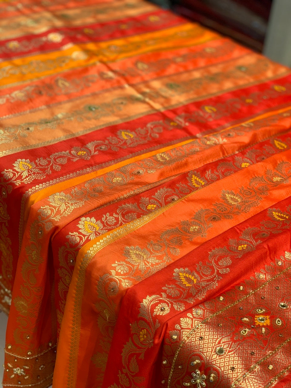 YELLOW WITH ORANGE MULTICOLOUR BANARASI x ZARDOZI