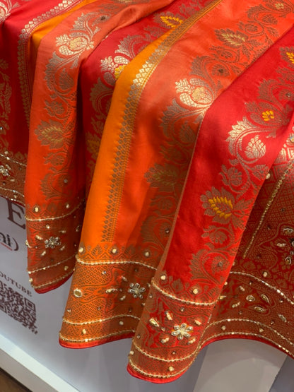 YELLOW WITH ORANGE MULTICOLOUR BANARASI x ZARDOZI