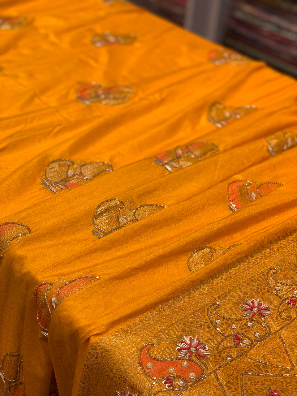 YELLOW BANARASI X ZARDOZI & FRENCH KNOT WORK