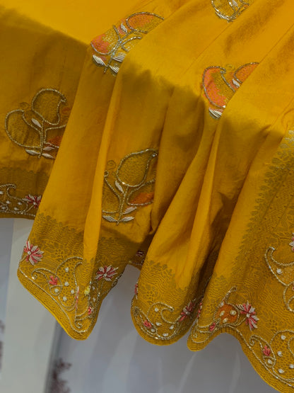 YELLOW BANARASI X ZARDOZI & FRENCH KNOT WORK