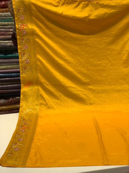 YELLOW BANARASI X ZARDOZI & FRENCH KNOT WORK