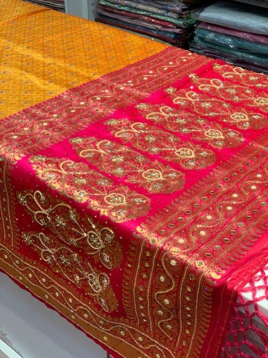 YELLOW WITH RANI BORDER BANARASI x ZARDOZI